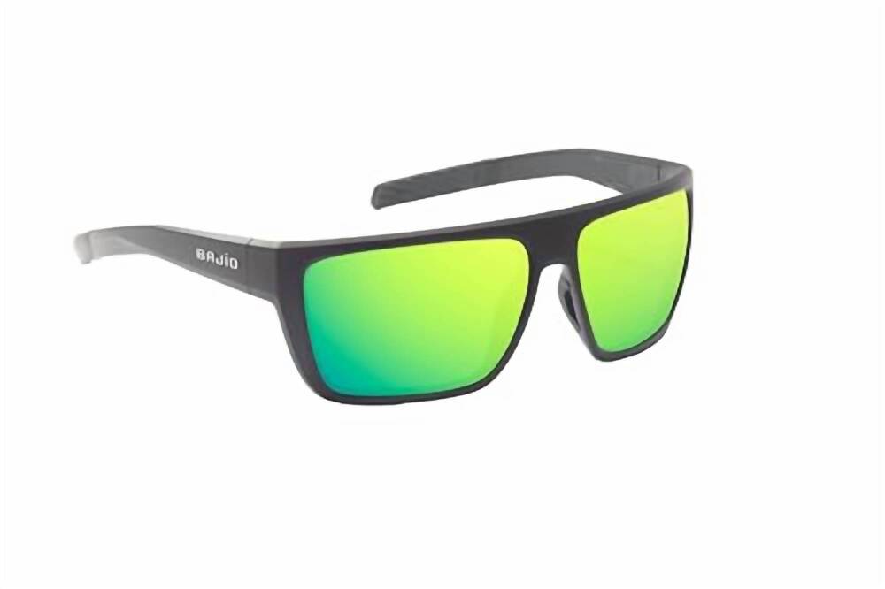 NEW BAJIO men's zapata polarized sunglasses in black matte green mirror glass